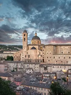 Panorama in Urbino city from Italy at sunset, city and World Heritage Site in the Marche region of Italy