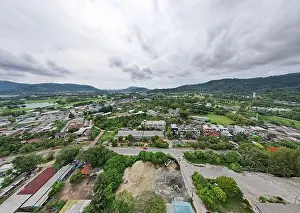 Phuket Thailand Prints: Panorama view Aerial view of Kathu district Phuket Thailand from Drone camera High angle view
