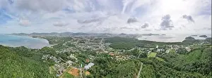 Panorama view Aerial view of Phuket island Thailand from Drone camera High angle view