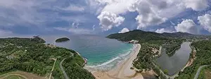 Panorama view Aerial view of Phuket island Thailand from Drone camera High angle view