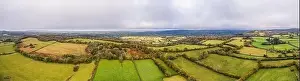 Colorful Trees Prints: Panorama view of Autumn Colors over Bristol Airport fields from a drone