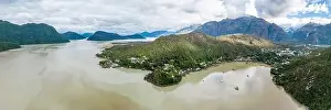 Caleta Tortel Prints: Panorama view of Caleta Tortel with its small cabins - Discovering the beautiful village while traveling the Carretera