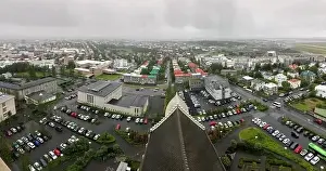 Panorama view of colorful houses in Reykjavik city center, Iceland