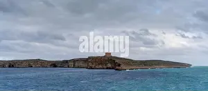Savage Prints: Panorama view of Comino Island and watchtower in the Gozo Channel in Malta