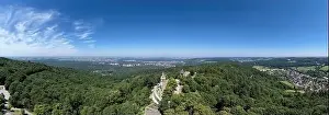 Panorama View over Frankenstein Castle towards Darmstadt and Frankfurt