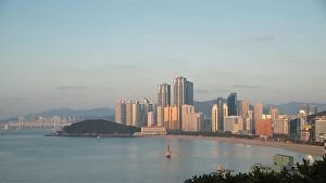 Images Dated 10th November 2017: Panorama view of Haeundae beach. Haeundae beach is Busan's most popular beach in South Korea