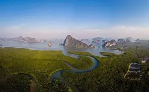Phang Nga Bay Prints: Panorama view of Sametnangshe