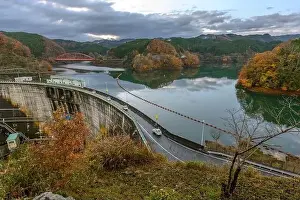 Panorama view at Shorenji Dam and Lake Shorenji in Mie Prefecture