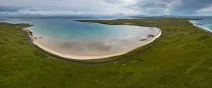 County Mayo Prints: A panorama view of the southern Mullet Peninsula in County Mayo in western Ireland with Elly Bay Beach