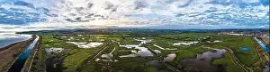 Rspb Prints: Panorama over Wetlands and Marshes in RSPB Exminster and Powderham Marshe from a drone