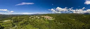 Istra Prints: Panoramic aerial drone picture of Hum in Croatia