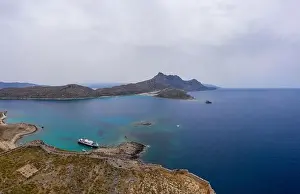 Cyclade Prints: Panoramic aerial drone view of Gramvousa island near Crete