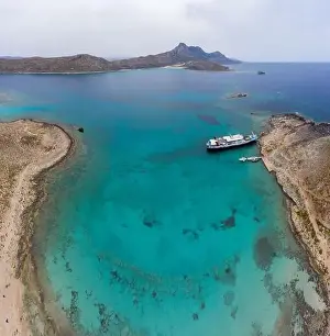 Cyclade Prints: Panoramic aerial drone view of Gramvousa island near Crete