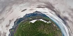 Solisko Prints: Panoramic aerial drone view of mountain lake in National Park High Tatra