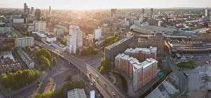 Penthouse Prints: Panoramic aerial photograph of Manchester city centre
