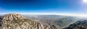 Conglomerate Prints: Panoramic aerial shot of Sant Jeroni Montserrat Peak near Barcelona
