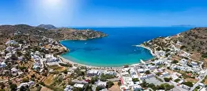 Siros Prints: Panoramic aerial view of the bay and beach at Kini, Siros island