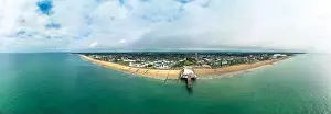 Bognor Regis Prints: Panoramic aerial done view of Bognor Regis beach, West Sussex, England UK
