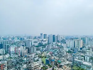 Urban Sprawl Prints: Panoramic Aerial View of Dhaka City - Vibrant Urban Landscape of Bangladesh