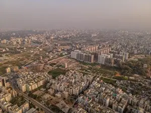 Urban Sprawl Prints: Panoramic Aerial View of Dhaka City - Vibrant Urban Landscape of Bangladesh
