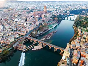 Residential District Prints: Panoramic aerial view of French city of Albi