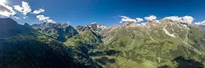 Tirol Prints: Panoramic aerial view of Grossglockner valley along Taxenbacher Fusch high alpine road in Austria Tirol