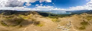Ohrid Prints: Panoramic aerial view of Ohrid-Prespa Transboundary Biosphere Reserve in National Park Galicica in North Macedonia with
