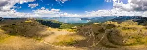 Ohrid Prints: Panoramic aerial view of Ohrid-Prespa Transboundary Biosphere Reserve in National Park Galicica in North Macedonia with