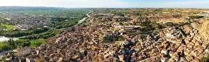 National Monument Prints: Panoramic aerial view of Spanish town of Fraga on Cinca river