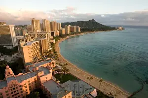 Honolulu Prints: Panoramic and aerial view of Waikiki Beach