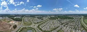 New Town Prints: Panoramic birds eye view of South Carolina suburbs including new construction