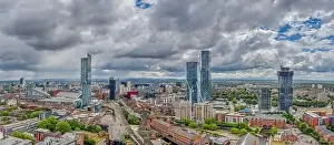 Deansgate Prints: Panoramic drone photo of Deansgate Square Manchester England