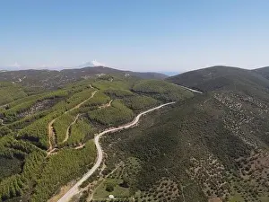 Surfers Prints: Panoramic drone photo of the tropical beach in the bay of Toroni in Halkidiki, Greece