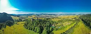 Panoramic drone view over Stara Lubovna Castle in Slovakia