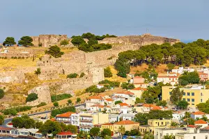City Day Prints: Panoramic shot of the castle of Mytilene in Lesvos island