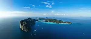 Krabi Prints: Panoramic view from above, stunning aerial view of Ko Phi Phi Don