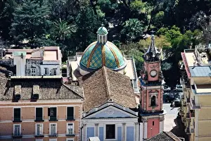 Defensive Walls Prints: Panoramic view of the beautiful city of Salerno in Campania, Italy