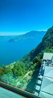 Lake Lucerne Prints: Panoramic View over Hotel Palace and Lake Lucerne and Mountain in a Sunny Summer Day in Burgenstock