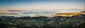 Town Island Prints: Panoramic View of the island and town of rab from a higher viewpoint on mountain Kamenjak