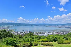 Prefecture Prints: Panoramic View of Lake Suwa from Tateishi Park in Nagano Prefecture