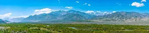 Rugged Mountains Prints: Panoramic View of Leh City with Majestic Himalayan Mountain Scenery – Ladakh, India