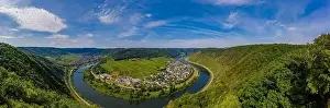 Bruttig Fankel Prints: Panoramic view of the loop of the Moselle near Bruttig near Cochem