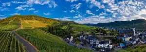 Bruttig Fankel Prints: Panoramic view of the Moselle vineyards near Bruttig-Fankel
