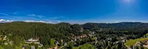 Monastery Ruin Prints: Panoramic view of Mount Oybin and the ruins of the monastery church and the castle