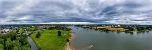 Storm Cloud Prints: Panoramic view of the Rhine and the A1 motorway bridge near Leverkusen