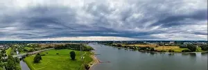 Storm Cloud Prints: Panoramic view of the Rhine and the A1 motorway bridge near Leverkusen