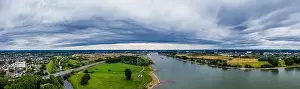 Storm Cloud Prints: Panoramic view of the Rhine and the A1 motorway bridge near Leverkusen
