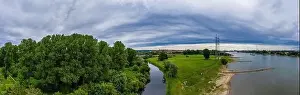 Storm Cloud Prints: Panoramic view of the Rhine and the A1 motorway bridge near Leverkusen