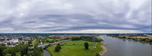 Panoramic view of the Rhine and the A1 motorway bridge near Leverkusen