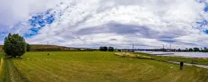 Panoramic view of the Rhine motorway bridge near Leverkusen, Germany